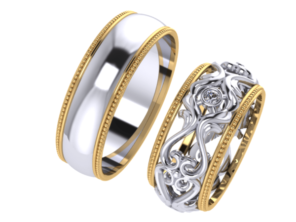 Zlaté snubní prsteny s diamanty  Coexistence